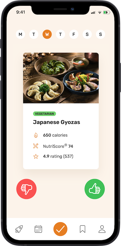 Meal approving screen  